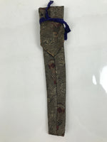 Japanese Silk Folding Fan Case Vtg Maisen Sensubukuro Red Gray Vase Design KB87