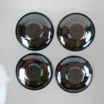 Japanese Smoked Silver Brass Metal Drink Saucer Vtg Chataku Coaster 4pc L240