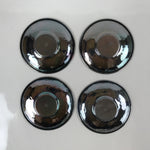 Japanese Smoked Silver Brass Metal Drink Saucer Vtg Chataku Coaster 4pc L240