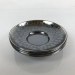 Japanese Smoked Silver Brass Metal Drink Saucer Vtg Chataku Coaster 4pc L240