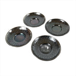 Japanese Smoked Silver Brass Metal Drink Saucer Vtg Chataku Coaster 4pc L240