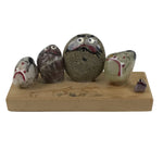 Japanese Stone Kokeshi Doll Vtg Figurine Daruma Happy Kimono Gray White KF799