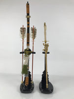 Japanese Sword Bow Arrow Hamayumi Display Stand Vtg Boys Day New Year ID653