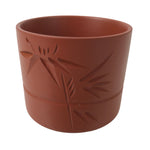 Japanese Tokoname Ware Ceramic Teacup Vtg Pottery Yunomi Brown Bamboo TC535