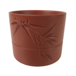 Japanese Tokoname Ware Ceramic Teacup Vtg Pottery Yunomi Brown Bamboo TC537