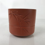 Japanese Tokoname Ware Ceramic Teacup Vtg Pottery Yunomi Brown Bamboo TC538