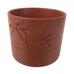 Japanese Tokoname Ware Ceramic Teacup Vtg Pottery Yunomi Brown Bamboo TC542