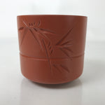 Japanese Tokoname Ware Ceramic Teacup Vtg Pottery Yunomi Brown Bamboo TC543