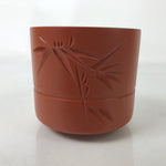 Japanese Tokoname Ware Ceramic Teacup Vtg Pottery Yunomi Brown Bamboo TC544
