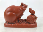 Japanese Tokoname Ware Ceramic Zodiac Rat Figurine Vtg Nezumi Brown Boxed ST68