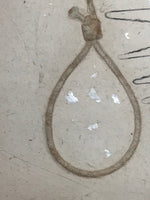 Japanese Traditional Handmade Washi Paper Display Art Vtg Rope Noose Beige FL290