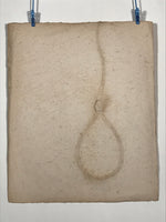 Japanese Traditional Handmade Washi Paper Display Art Vtg Rope Noose Beige FL290