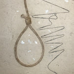 Japanese Traditional Handmade Washi Paper Display Art Vtg Rope Noose Beige FL290