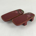 Japanese Traditonal Sandals Geta Wooden Lacquered Clogs Red Pink Flower JK504