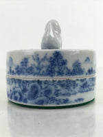 Japanese Vermilion Ink Pad Case Red Seal Shuniku Arita Porcelain Container SZ63