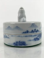 Japanese Vermilion Ink Pad Case Red Seal Shuniku Arita Porcelain Container SZ63