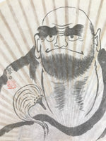 Japanese Washi Paper Fan Sesson Uchiwa Vtg Bamboo Frame Daruma Daishi U133