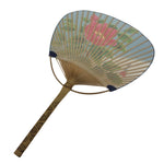 Japanese Washi Paper Fan Uchiwa Bamboo Frame Vtg Camellia Tsubaki Red U189