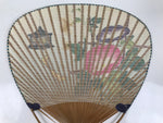 Japanese Washi Paper Fan Uchiwa Bamboo Frame Vtg Morning Glory Furin Summer U190