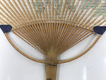 Japanese Washi Paper Fan Uchiwa Bamboo Frame Vtg Red Blue Flowers Karakusa U187