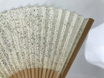 Japanese Washi Paper Folding Fan Sensu Vtg Calligraphy Black Bamboo Frame 4D997