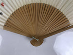 Japanese Washi Paper Folding Fan Sensu Vtg Calligraphy Black Bamboo Frame 4D997