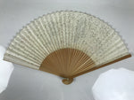 Japanese Washi Paper Folding Fan Sensu Vtg Calligraphy Black Bamboo Frame 4D997