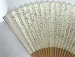 Japanese Washi Paper Folding Fan Sensu Vtg Calligraphy Black Bamboo Frame 4D997