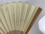 Japanese Washi Paper Folding Fan Sensu Vtg Calligraphy Black Bamboo Frame 5D2