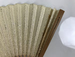 Japanese Washi Paper Folding Fan Sensu Vtg Gold Freckles Calligraphy Black 4D998