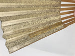 Japanese Washi Paper Folding Fan Sensu Vtg Gold Freckles Calligraphy Black 4D998