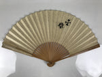 Japanese Washi Paper Folding Fan Sensu Vtg Gold Freckles Calligraphy Black 4D998