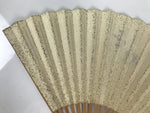 Japanese Washi Paper Folding Fan Sensu Vtg Gold Freckles Calligraphy Black 4D998