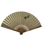Japanese Washi Paper Folding Fan Sensu Vtg Gold Freckles Calligraphy Black 4D998
