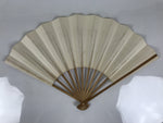 Japanese Washi Paper Folding Fan Vtg Calligraphy Sensu Bamboo Frame Black 4D990