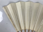 Japanese Washi Paper Folding Fan Vtg Calligraphy Sensu Bamboo Frame Black 4D990