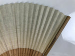 Japanese Washi Paper Folding Fan Vtg Sensu Bamboo Frame Black Beige Leaf 4D983