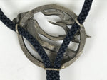 Japanese Western Bolo Loop Tie Vtg Woman Birds Slide Metal Tips Black JK888