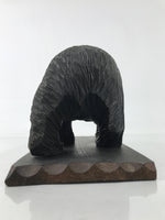 Japanese Wood Carved Ainu Bear Statue Vtg Sculpture Hokkaido Brown Stand AB115