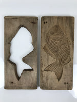 Japanese Wood Carved Kashigata Cake Mold Vtg Sweet Wagashi Tai Madai Fish Kg809