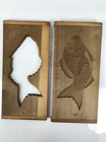Japanese Wood Carved Kashigata Cake Mold Vtg Sweet Wagashi Tai Madai Fish Kg810