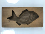 Japanese Wood Carved Kashigata Cake Mold Vtg Sweet Wagashi Tai Madai Fish Kg815