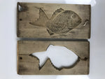 Japanese Wood Carved Kashigata Cake Mold Vtg Sweet Wagashi Tai Madai Fish Kg817