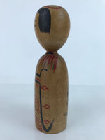Japanese Wood Kokeshi Doll Figure Vtg Traditional Handmade Toy Red Flowers KF685