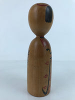 Japanese Wood Kokeshi Doll Figure Vtg Traditional Handmade Toy Red Flowers KF685
