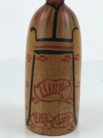 Japanese Wood Kokeshi Doll Figure Vtg Traditional Handmade Toy Red Flowers KF685