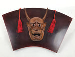 Japanese Wood Noh Mask Hannya Angry Woman Vtg Nohmen Brown Display OM108