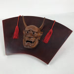 Japanese Wood Noh Mask Hannya Angry Woman Vtg Nohmen Brown Display OM108