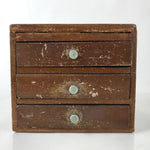 Japanese Wood Tansu Storage Chest Haribako Sewing Box 3 Drawers Brown T400