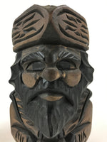 Japanese Wooden Ainu Nipopo Statue Vtg 2pc Set Okimono Hokkaido Brown AB108